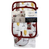 Wholesale - 5pk WINE STACK PRINTED KITCHEN SET C/P 60, UPC: 073558793809